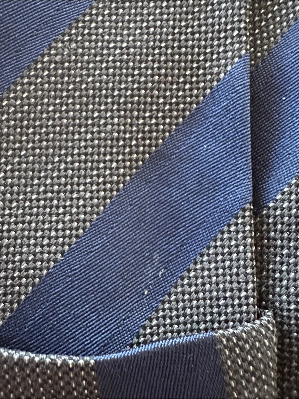 Hugo Boss Blue and Gray Diagonal Stripe Tie